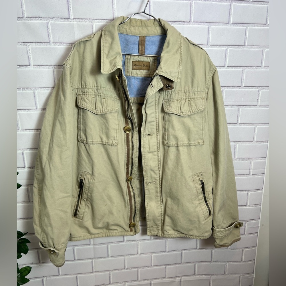 Massimo Dutti Utility Jacket Beige XXL 44 Lightweight neutral Casual Coat